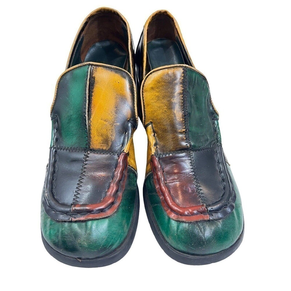 Di Orsini Vintage Italian Leather Color Block Loafers Size 8.5 - Picture 2 of 15